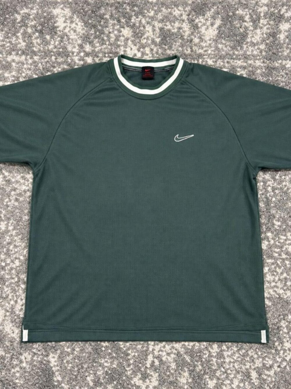 Nike Vintage Green Ringer Swoosh Athletic T-Shirt Y2K